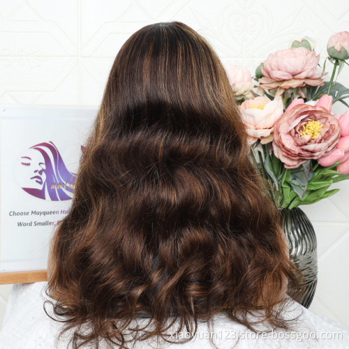 Vendor Stock 4X4 HD Transparent Swiss Lace Wigs Body Wave Human Hair Lace Front Wig  Brazilian Virgin Ombre Color Human Hair Wig